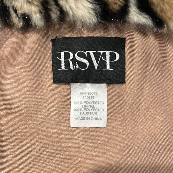 RSVP Asymetrical Faux Fur Leopard Print Cape Caplette Shrug Retro One Size - Picture 7 of 7